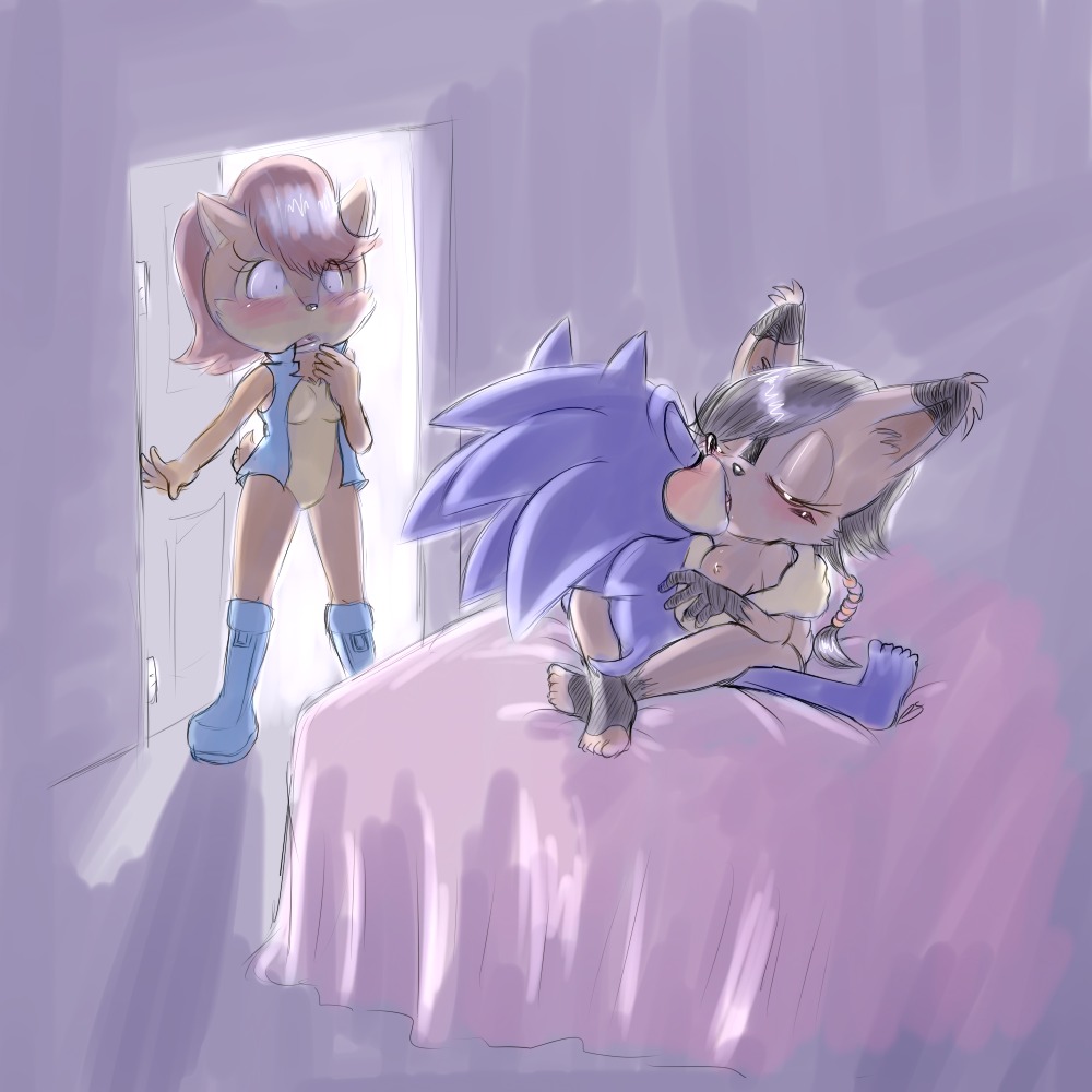 1:1 anthro archie_comics barefoot bed bedroom black_hair blue_body blue_fur blue_hair bluechika blush boots breasts brown_body brown_fur canon_couple caught_in_the_act chipmunk clothing cuckquean digital_media_(artwork) e621 eulipotyphlan eyes_closed feet felid feline female footwear fur furniture ground_squirrel group hair hedgehog infidelity inside kissing lynx male male/female mammal nicole_the_lynx nude on_bed red_hair rodent sally_acorn sciurid sega sex shocked shoes sonic_the_hedgehog sonic_the_hedgehog_(archie) sonic_the_hedgehog_(comics) sonic_the_hedgehog_(series) trio walk-in