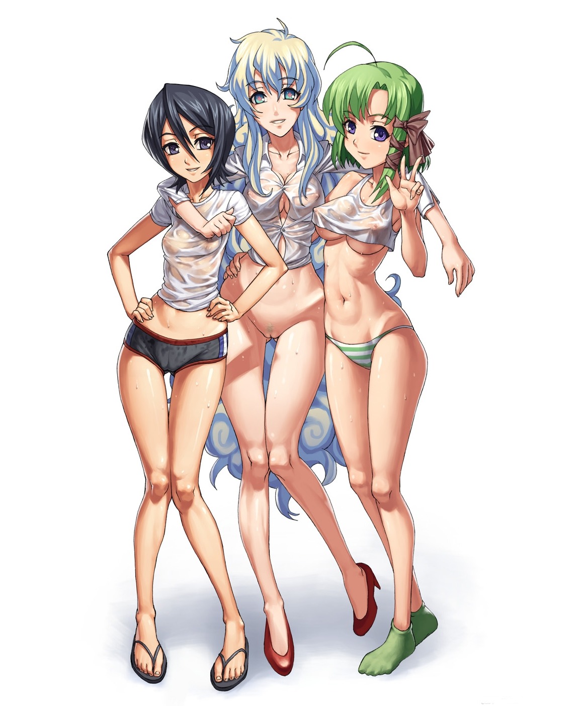 bleach bottomless crossover female kuchiki_rukia nia_teppelin nipples panties pussy rule34 see-through sheer shigure_asa shuffle! tagme tengen_toppa_gurren_lagann vagina wet_clothes