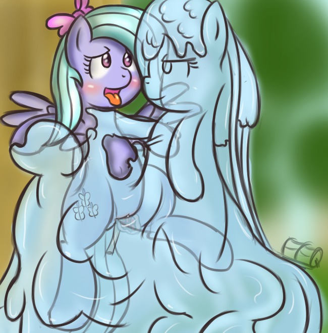 blue_body cutie_mark duo e621 equid equine feathered_wings feathers female feral flitter_(mlp) forced friendship_is_magic genitals hair hasbro mammal my_little_pony mythological_creature mythological_equine mythology pegasus purple_body purple_eyes purple_feathers rape ribbons sex slime translucent translucent_body unknown_artist vulva wings