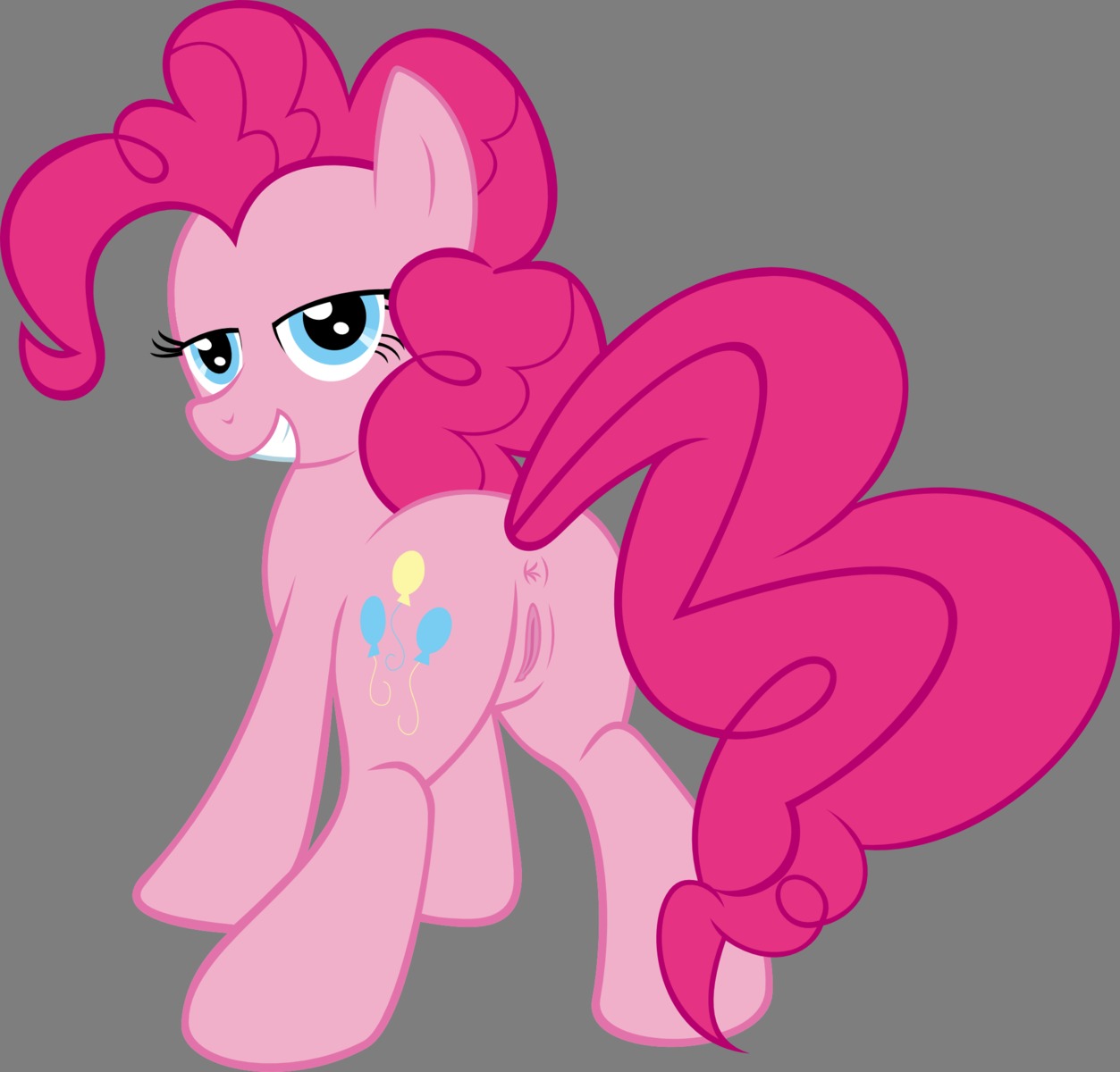alpha_channel anus butt cutie_mark e621 earth_pony equid equine female feral friendship_is_magic fur genitals hair hasbro hi_res horse long_hair looking_at_viewer looking_back mammal my_little_pony pink_body pink_fur pink_hair pinkie_pie_(mlp) pony quadruped rear_view smile solo tail teeth unknown_artist vulva