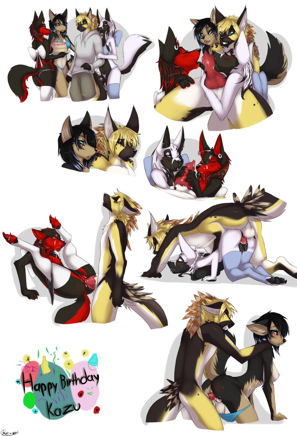 4_toes all_fours animal_genitalia animal_penis anthro anthro_on_anthro anthro_penetrated anthro_penetrating anthro_penetrating_anthro backsack balls black_nipples black_nose black_tongue black_vulva blush bodily_fluids bow_(feature) bow_tie breasts butt cake canid canine canine_genitalia canine_penis canis clenched_teeth clothed clothing collaborative collaborative_fellatio collaborative_oral collaborative_sex cum cum_in_vagina cum_inside cum_on_face dessert digitigrade doggystyle domestic_dog duo e621 ear_piercing erection eyes_closed feet fellatio female female_penetrated food foursome from_behind_position genital_fluids genitals group group_sex hair handjob hi_res hindpaw indirect_incest_(lore) kazu_(the_kazbat) knot knotting legs_up legwear licking male male/female male_penetrating male_penetrating_female mammal mounting multiple_images naomi_(qew123) nipples nnecgrau nude one_eye_closed open_mouth oral panties panties_down partially_clothed pawpads paws penetration penile penis penis_lick piercing sex sibling_(lore) simple_background sister_(lore) sisters_(lore) sketch_page stockings tail teeth toes tongue tongue_out underwear underwear_down vaginal vaginal_knotting vaginal_penetration vulva white_background wolf zoe_(nnecgrau)