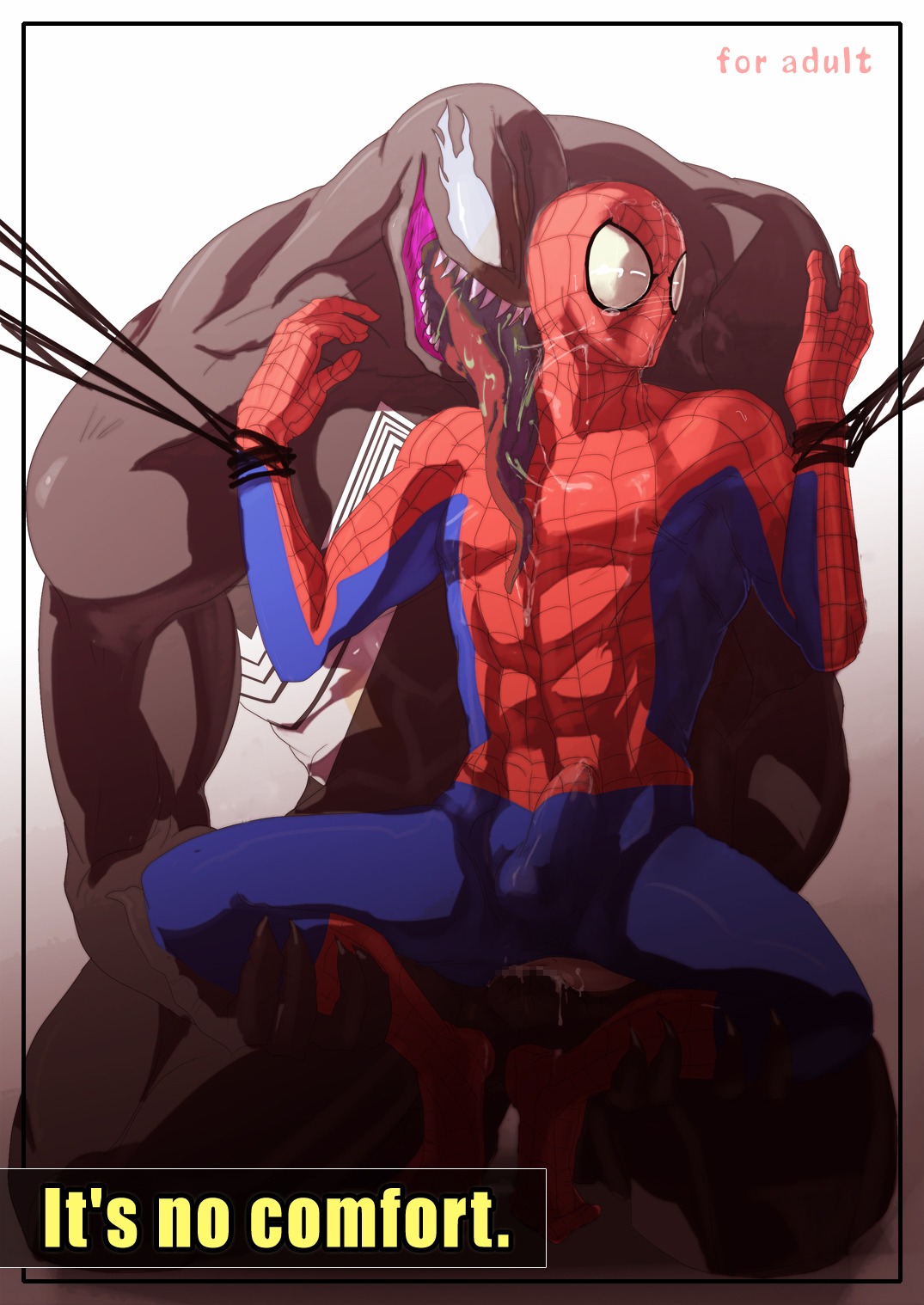 2boys big_dom_small_sub bondage boy_rape erection erection_under_clothes gay imminent_rape male male_only malesub marvel marvel_comics penis peter_parker rule34 size_difference spider-man spider-man_(series) venom venom_(marvel) visible_penis_shape yaoi