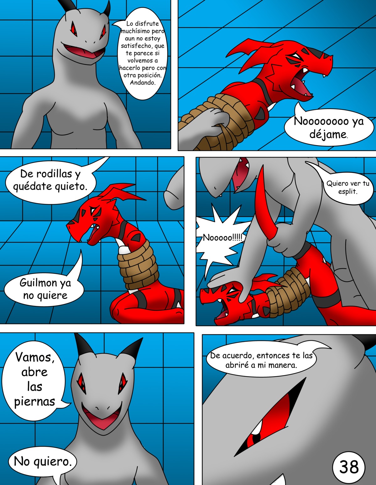 absurd_res adolescent age_difference anal anthro bandai_namco bodily_fluids bound comic crocodile crocodilian crying dialogue digimon digimon_(species) digital_media_(artwork) dominant dominant_male dragon duo e621 explicitly_stated_nonconsent eyes_closed forced genitals guilmon hector21314 hi_res horn larger_dom lol_comments male male/male male_penetrated male_penetrating male_penetrating_male multiple_scenes mythological_creature mythological_scalie mythology nude penetration penis rape red_eyes reptile scalie sex size_difference spanish_text submissive submissive_male tail tears text thick_penis translated violence young