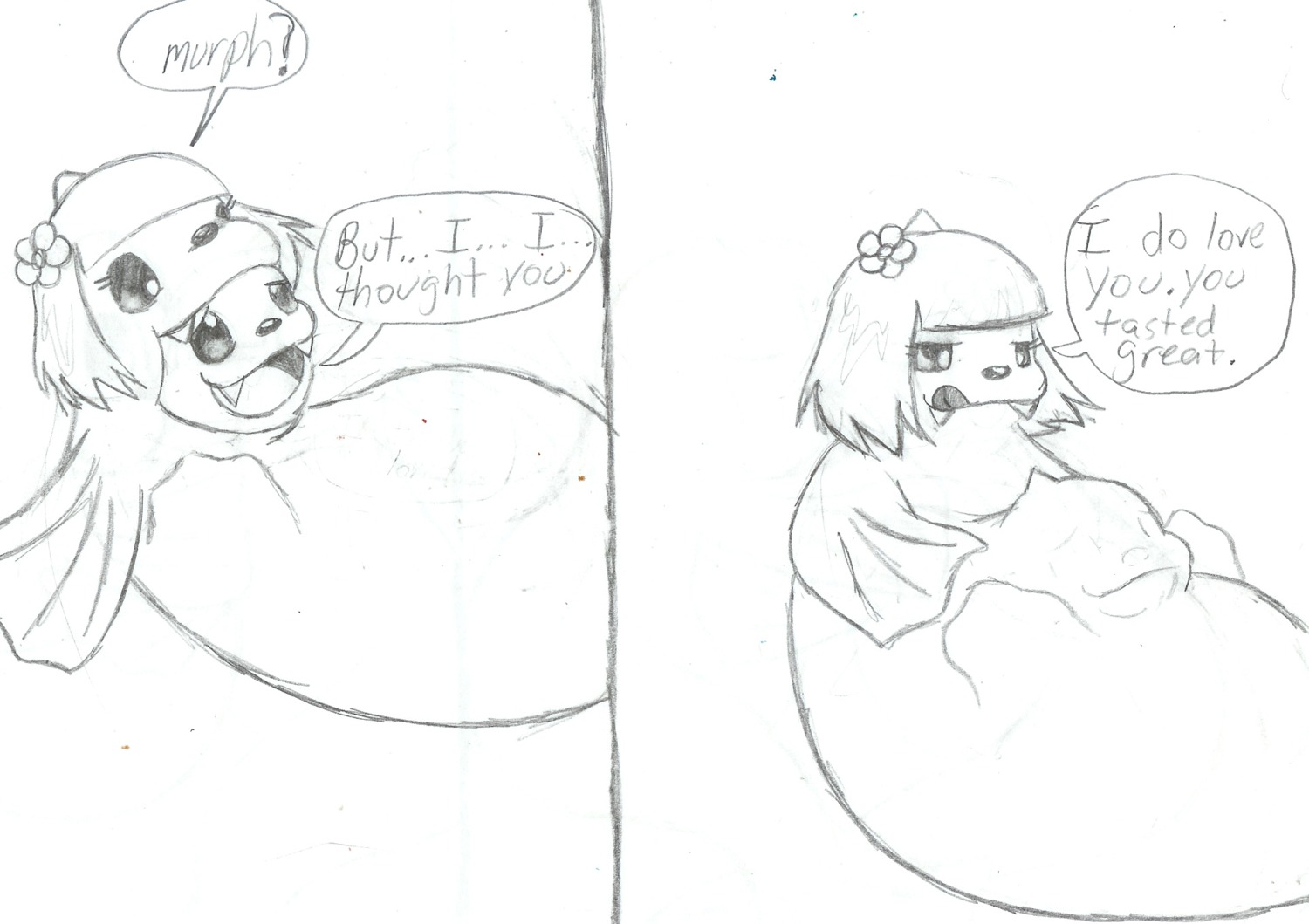 ambiguous_gender aquatic bunearyk dewgong duo e621 eyelashes female feral flower generation_1_pokemon hair hi_res horn mammal nintendo pinniped plant pokemon pokemon_(species) simple_background sketch smile teeth tongue traditional_media_(artwork) vore white_background