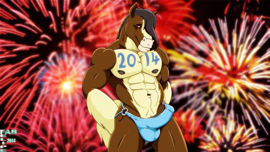 2014 abs anthro balls biceps bulge clothed clothing detailed_bulge e621 equid equine erection erection_under_clothing fabfelipe fireworks genital_outline genitals horse looking_at_viewer male mammal muscular muscular_anthro muscular_male pecs penis penis_outline skimpy smile solo underwear