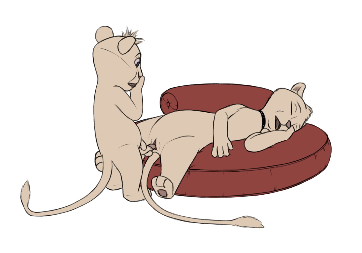 3_toes 4_fingers age_difference anthro anthro_on_anthro brother_(lore) collar dreamworks duo e621 erection eyes_closed father_of_the_pride feet felid female fingers fur genitals hi_res humanoid_genitalia humanoid_penis hunter_(father_of_the_pride) incest_(lore) larger_female larger_sub lion male male/female mammal nude pantherine penis sex sibling_(lore) sierra_(father_of_the_pride) sister_(lore) size_difference sleeping smaller_male submissive tan_body tan_fur the_giant_hamster toes young young_anthro