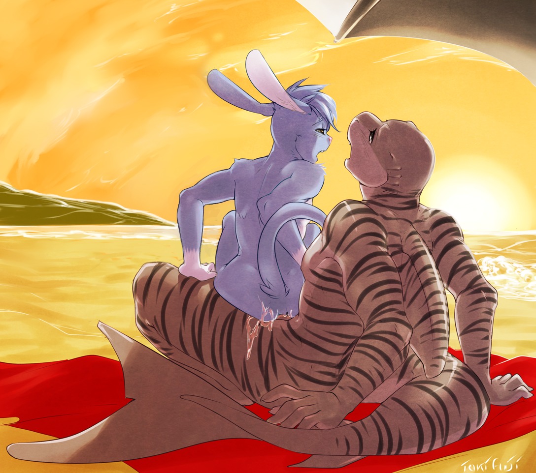 anal anal_penetration anthro aquatic beach beach_umbrella black_body black_scales black_stripes blue_body blue_fur blue_hair bodily_fluids brown_body brown_scales chair_position cloud cum cum_in_ass cum_inside detailed_background domestic_cat duo e621 felid feline felis femboy fish from_behind_position fur genital_fluids genitals hair hybrid interspecies lagomorph leporid male male/male male_on_bottom male_on_top male_penetrated male_penetrating male_penetrating_male mammal moan multicolored_body multicolored_scales nude on_bottom on_top on_towel open_mouth outside parasol penetration penis rabbit requiem_shark requinus reverse_cowgirl_position sand scales seaside sex sex_on_the_beach shark size_difference sky stripes sunset tail tiger_shark tokifuji towel two_tone_body two_tone_scales