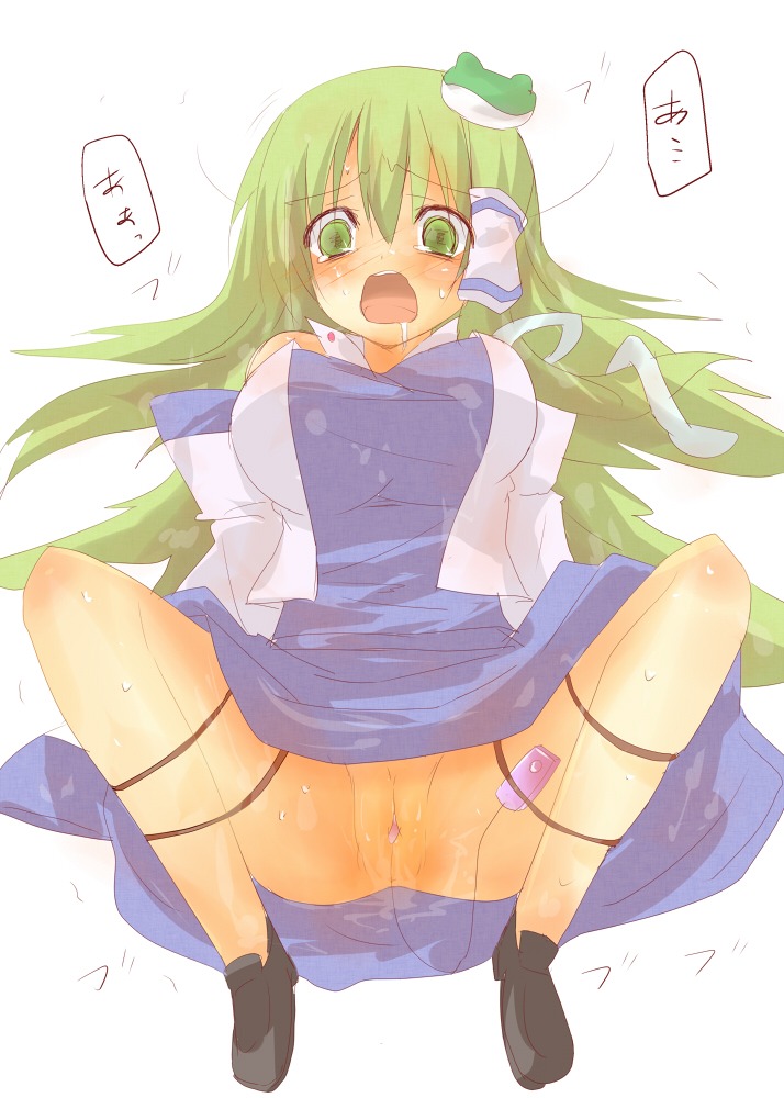 breasts egg_vibrator female green_eyes green_hair hair_ornament nanatsuki_itsuno rule34 sanae_kochiya touhou vibrator