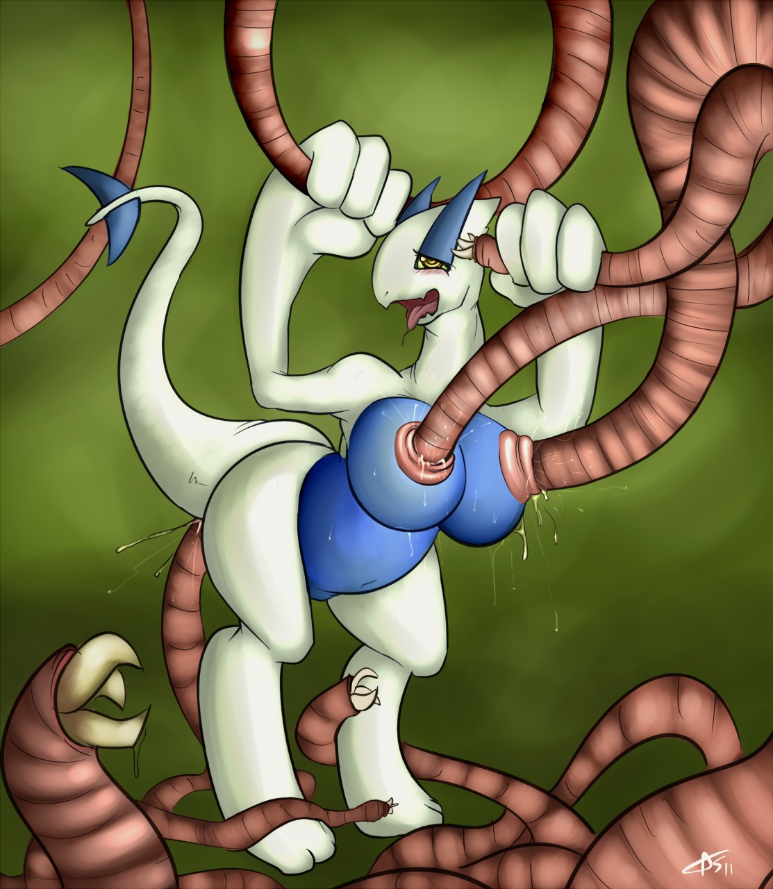 anthro anthrofied avian blue_body breasts female furry legendary_pokemon lugia nipple_penetration penetration pokemon pokemon_(species) pokemon_focus rule34 sex tagme tail tentacle white_body