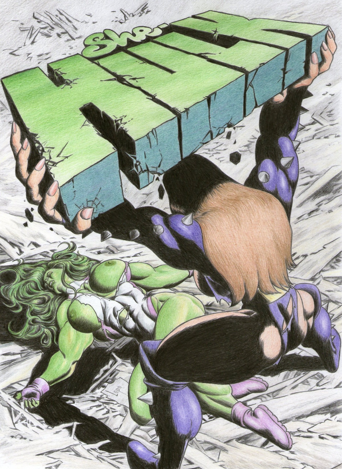 female green_skin marvel marvel_comics rule34 she-hulk tagme titania_(marvel)