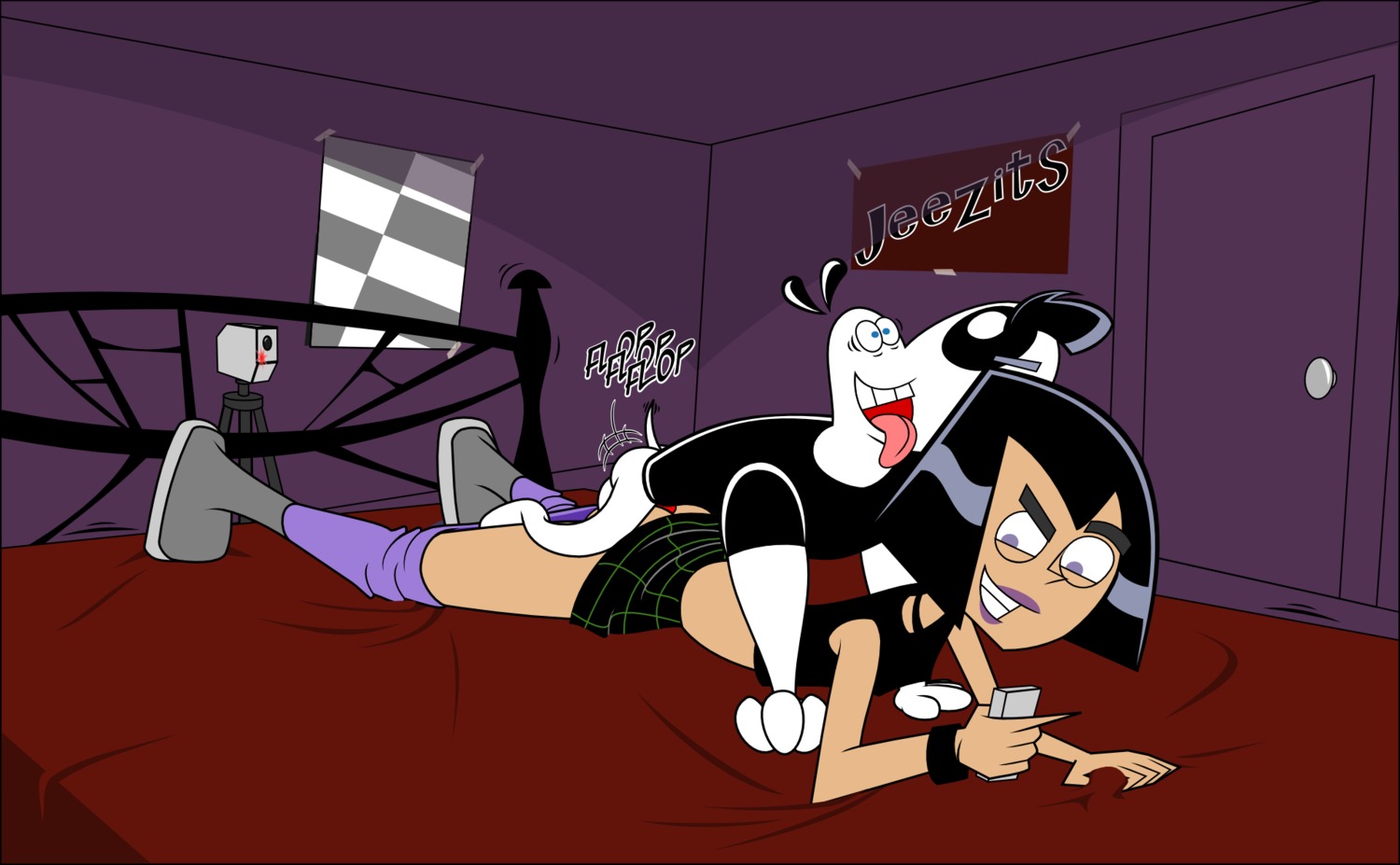 anthro canine crossover danny_phantom dog doggy_style domestic_dog dudley_puppy female furry human interspecies jeezits male nickelodeon rule34 sam_manson straight straight_hair t.u.f.f._puppy zoophilia