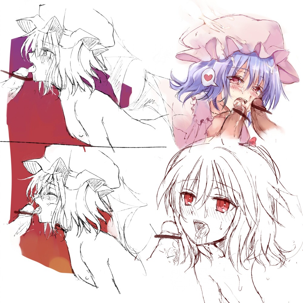 1girls 2boys blowjob female male remilia_scarlet rule34 tagme touhou