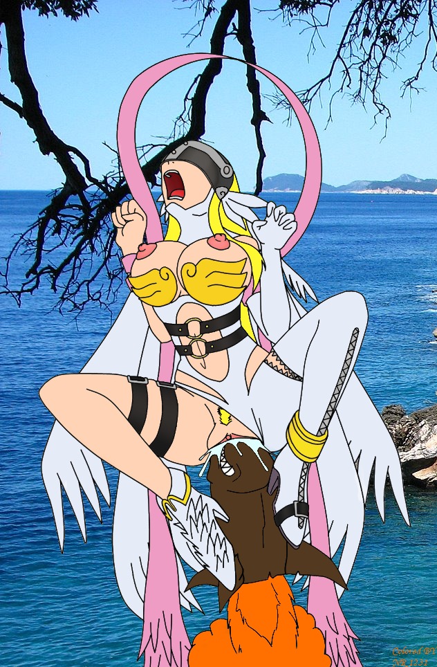 angel angewomon blonde_hair breasts digimon female female_only heels large_insertion missile open_mouth pussy quasi99 rule34 tagme vaginal_penetration what wings