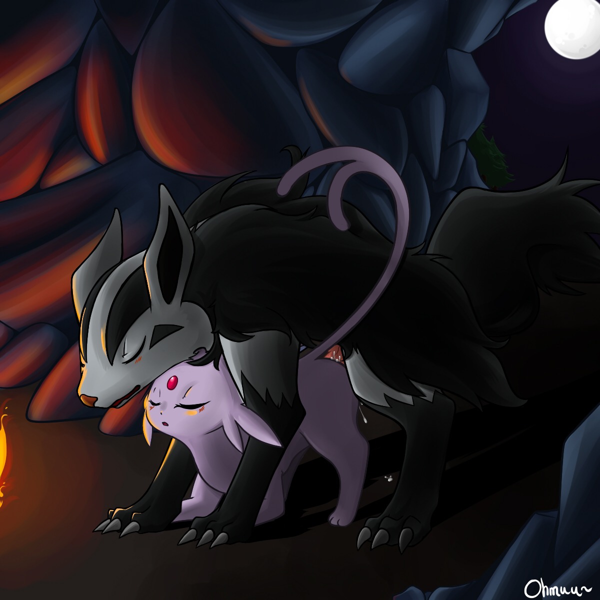 color cum eeveelution espeon feral fur indoors insertion interspecies male mightyena moon night nintendo nude ohmuu penis pokemon pokemon_(species) rule34 sex side_view tagme