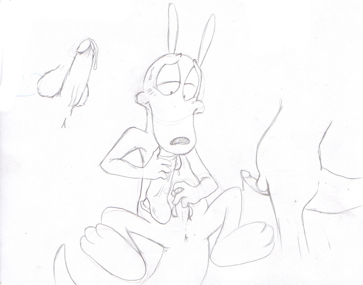 anatomically_correct animal_genitalia anthro black_and_white dildo furry male male_only marsupial nickelodeon pencil_(artwork) rocko rocko's_modern_life rule34 sex_toy sketch solo tagme wallaby