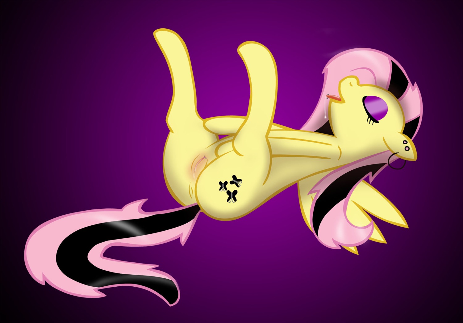 alternative_fashion anus bodily_fluids butt clitoris cutie_mark e621 ear_piercing equid equine eyes_closed feathered_wings feathers female feral fluttershy_(mlp) friendship_is_magic fur genitals goth hair hasbro hi_res long_hair mammal masturbation multicolored_hair my_little_pony mythological_creature mythological_equine mythology open_mouth pegasus piercing presenting presenting_hindquarters saliva simple_background solo spread_legs spreading tail tongue tongue_out tongue_piercing two_tone_hair vaginal vaginal_masturbation vulva wardeni wing_boner wings yellow_body yellow_feathers yellow_fur