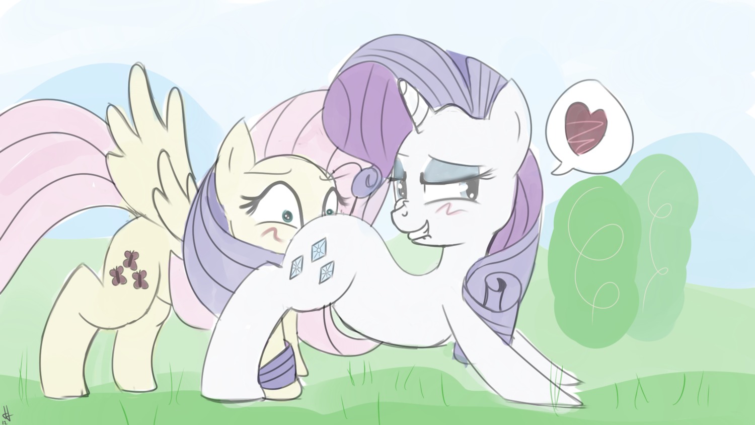 16:9 2012 bite biting_lip biting_own_lip blue_eyes blush cloud cunnilingus cutie_mark duo e621 equid equine feathered_wings feathers female female/female feral fluttershy_(mlp) friendship_is_magic fur grass green_eyes hair half-closed_eyes hasbro heart_symbol hi_res horn jakejoke lips mammal my_little_pony mythological_creature mythological_equine mythology narrowed_eyes oral outside pegasus pink_hair plant purple_hair quadruped rarity_(mlp) self_bite sex shrub sky tail unicorn vaginal widescreen wings yellow_body yellow_feathers yellow_fur
