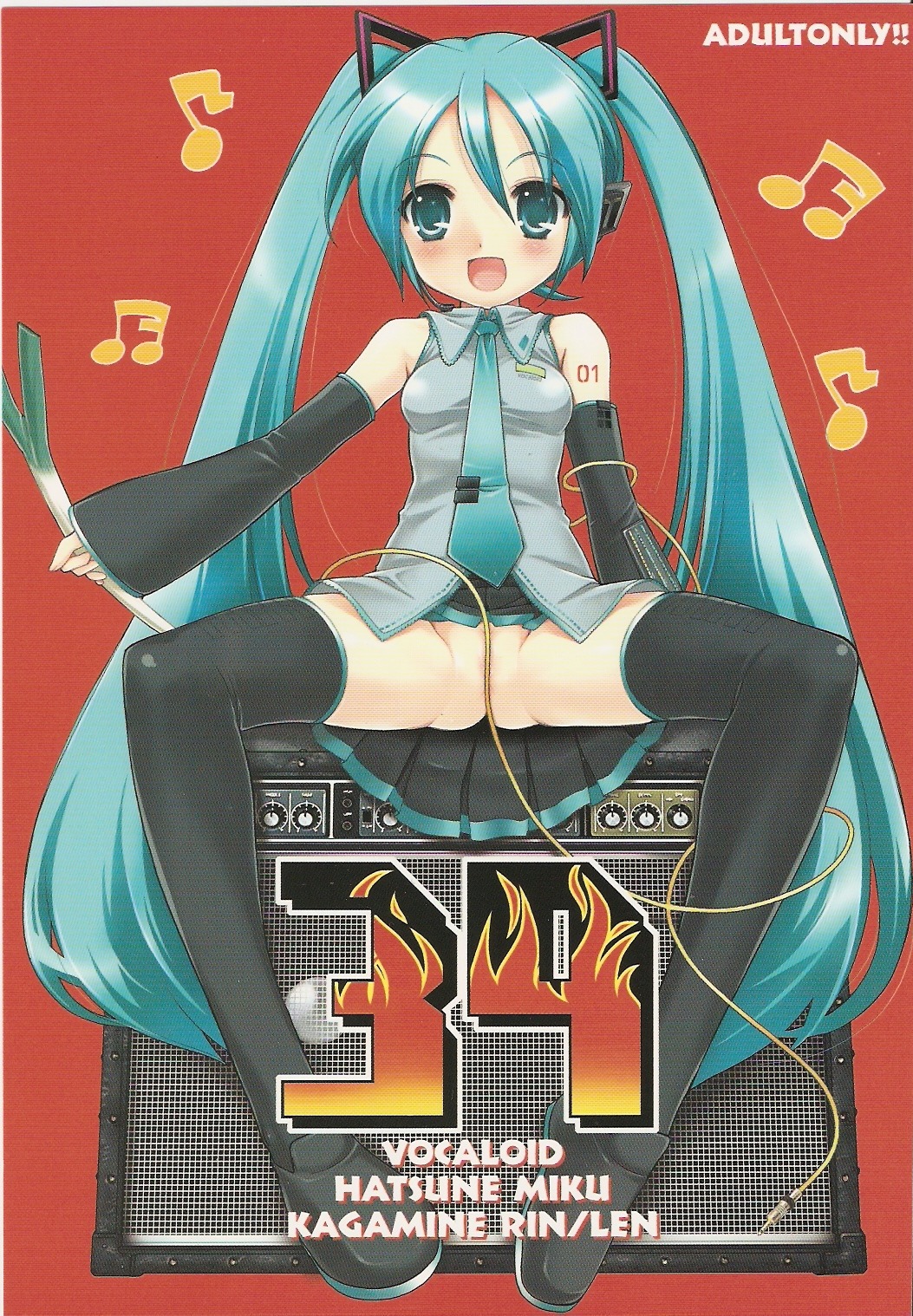 1girl 1girls aqua_eyes aqua_hair ass blush boots breasts convenient_censoring cover cover_page detached_sleeves female hatsune_miku long_hair musical_note necktie negi no_panties open_mouth rule34 sitting skirt solo spread spread_legs spring_onion text thigh_boots thighhighs twintails very_long_hair vocaloid
