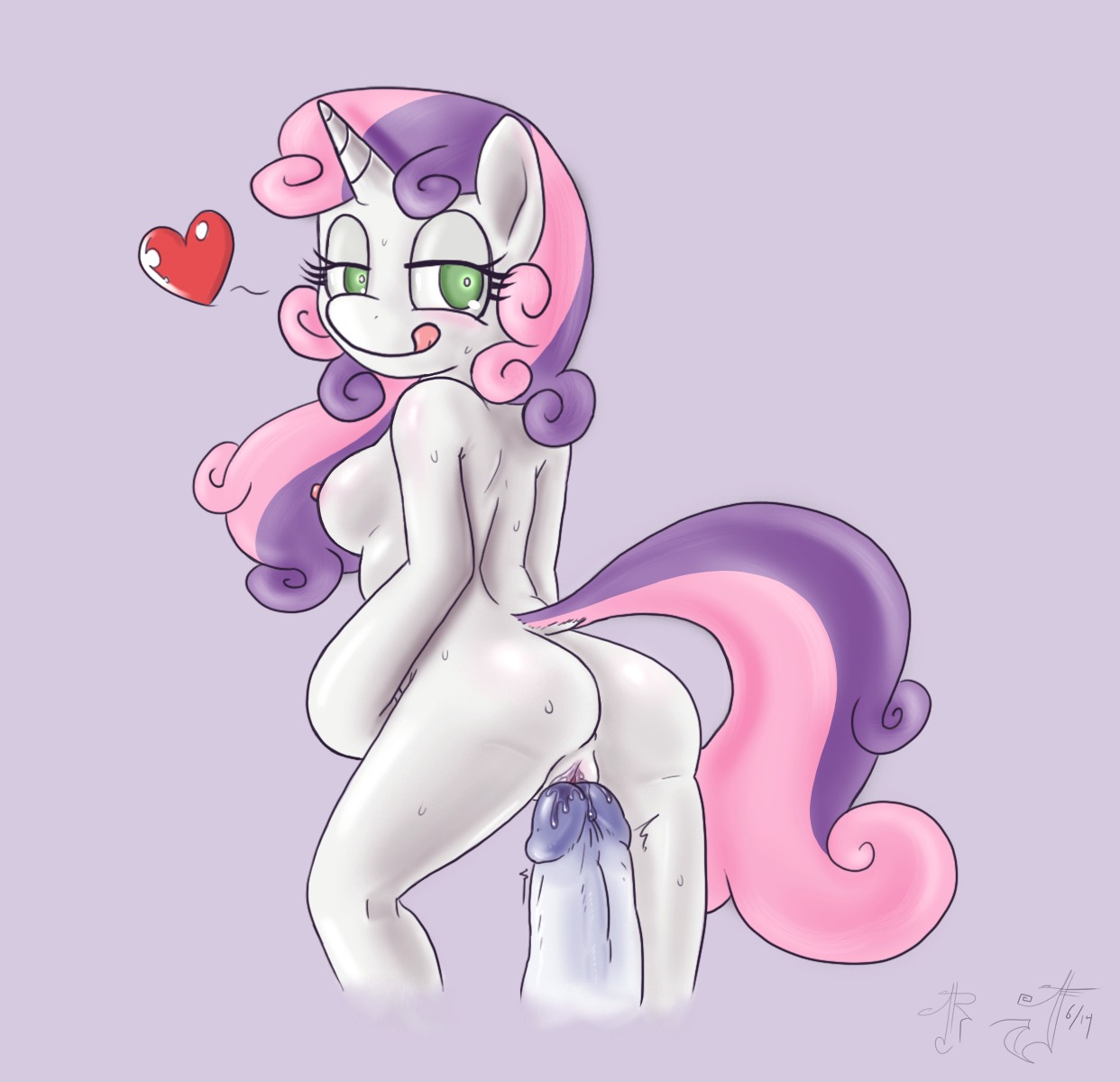 2014 anthro anthrofied blackmorass blush bodily_fluids breasts butt disembodied_penis duo e621 equid equine erection eyelashes female female_focus friendship_is_magic fur genitals green_eyes hair half-closed_eyes hasbro heart_symbol hi_res horn male male/female mammal multicolored_hair my_little_pony mythological_creature mythological_equine mythology narrowed_eyes nipples nude penis simple_background solo_focus sweat sweetie_belle_(mlp) tongue two_tone_hair unicorn vulva white_body white_fur