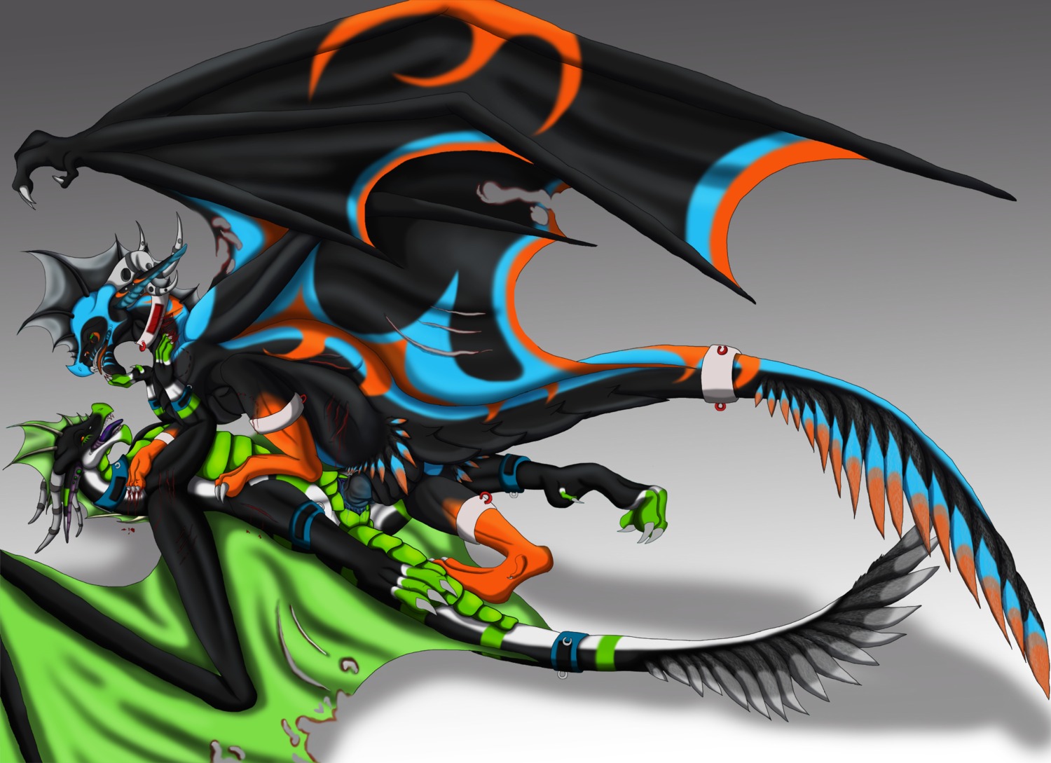 blood blue_cum bodily_fluids colored_cum colorful_theme cum distort dragon duo e621 erection feathers female female_penetrated feral feral_on_feral genital_fluids genitals graffitidragon heresy hi_res male male/female male_penetrating male_penetrating_female membrane_(anatomy) membranous_wings mythological_creature mythological_scalie mythology nude oraclus penetration penis scalie sex tail tongue unusual_bodily_fluids unusual_cum unusual_genital_fluids vulva wings