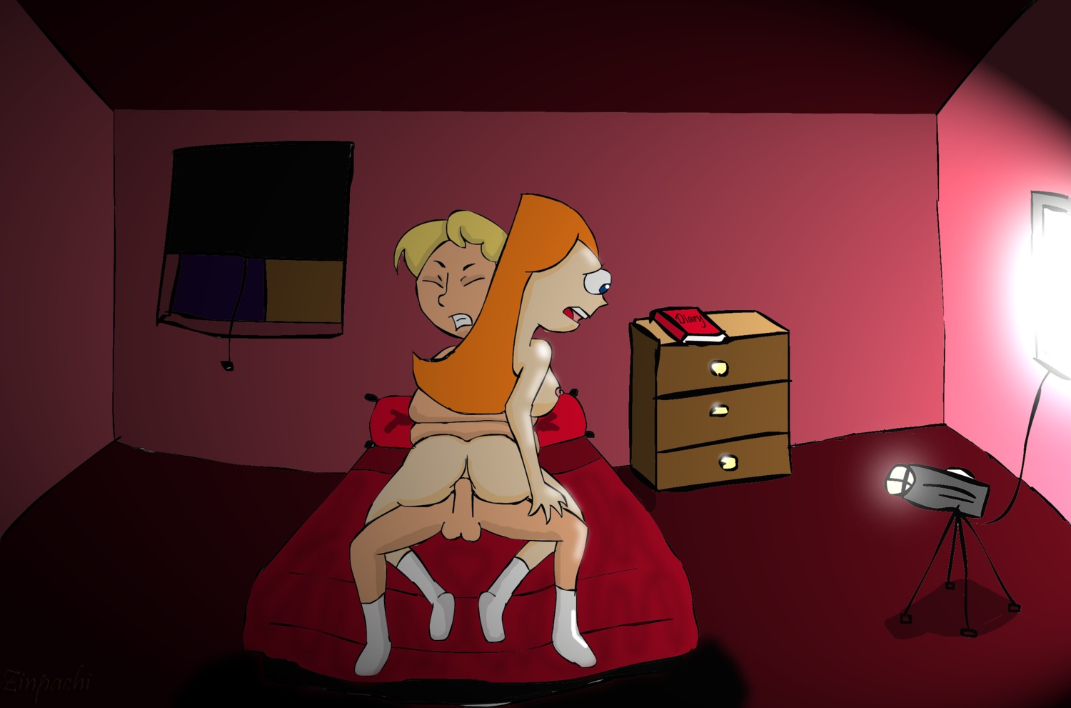 bad_anatomy candace_flynn disney disney_channel disney_xd female ginger human jeremy_johnson male nipples phineas_and_ferb rule34 straight tagme white_female