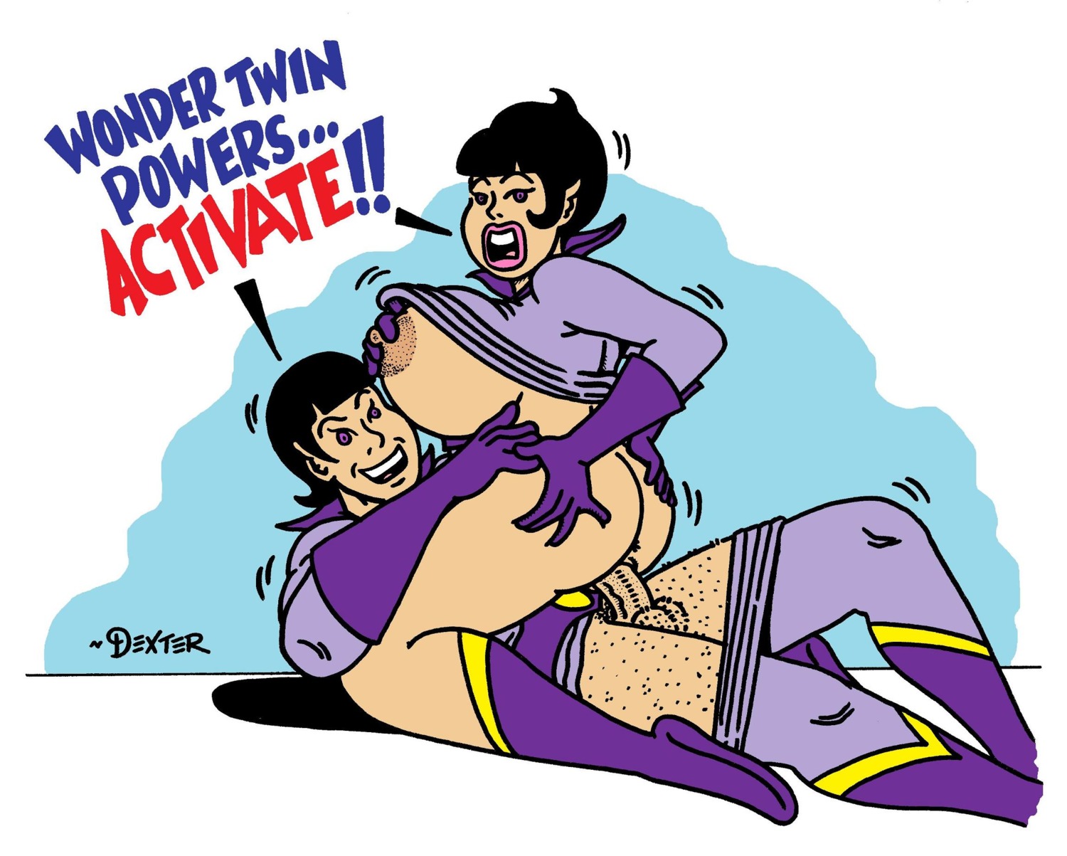 anus balls cowgirl_position dc dc_comics dexter_cockburn female hanna-barbera incest jayna_(wonder_twins) male nipples penis pussy rule34 super_friends superhero superheroine testicles twincest wonder_twins zan_(wonder_twins)