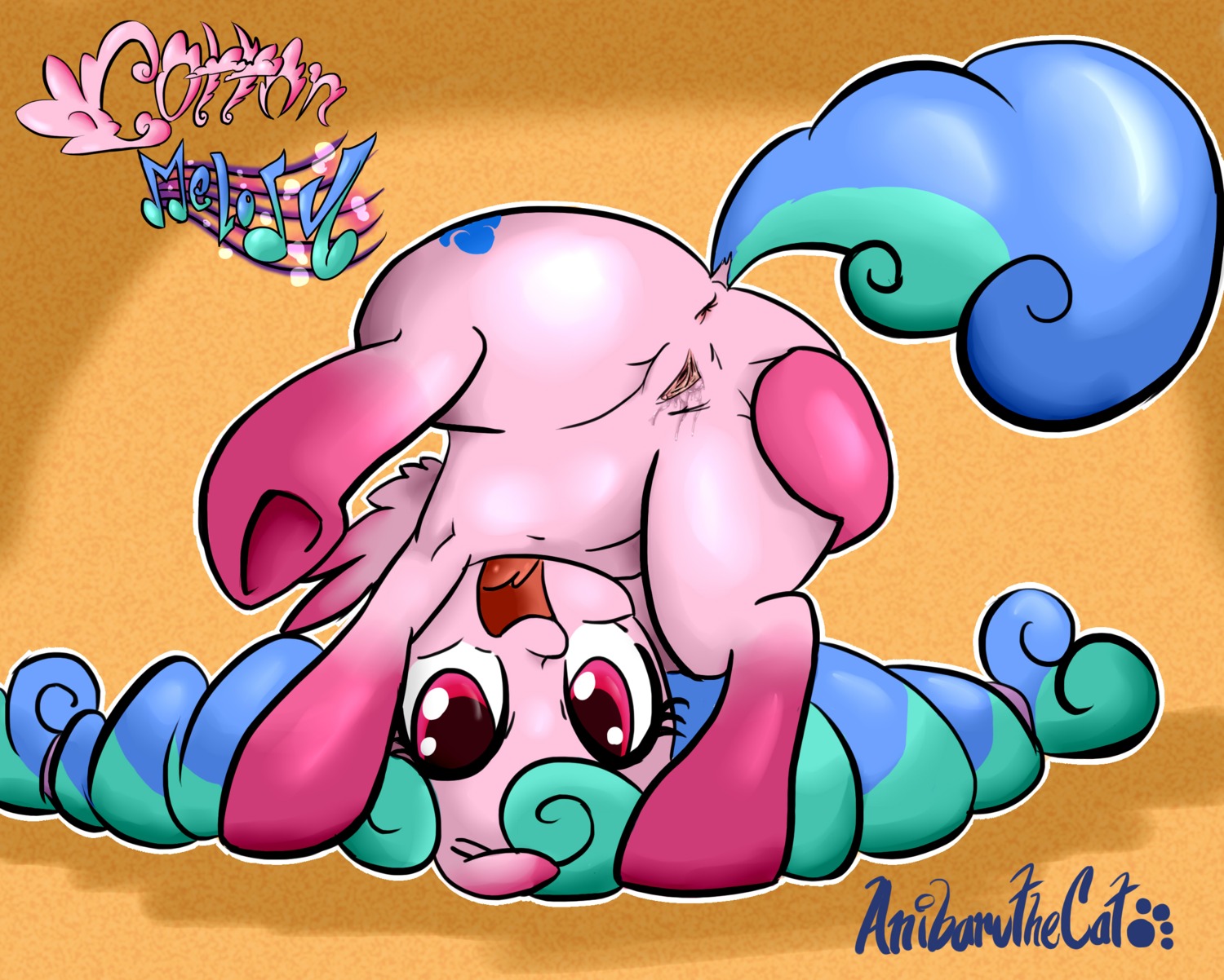 2014 anibaruthecat anus bodily_fluids butt cotton_melody cutie_mark digital_media_(artwork) e621 english_text equid equine fan_character feathered_wings feathers female feral genital_fluids genitals hair hasbro hi_res looking_through looking_through_legs mammal multicolored_hair my_little_pony mythological_creature mythological_equine mythology one_leg_up open_mouth pegasus presenting presenting_hindquarters presenting_vulva raised_leg solo spread_butt spread_vulva spreading text two_tone_hair vaginal_fluids vulva wings young young_female young_feral
