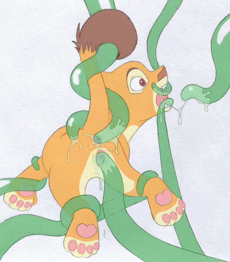 anal anal_penetration anus disney dormant_otter e621 feet felid female feral genitals hindpaw kiara_(the_lion_king) lion mammal messy pantherine paws penetration raised_tail red_eyes simple_background solo tail tentacle_in_ass tentacle_in_vagina tentacle_penetration tentacles the_lion_king vaginal vaginal_penetration vulva young young_feral