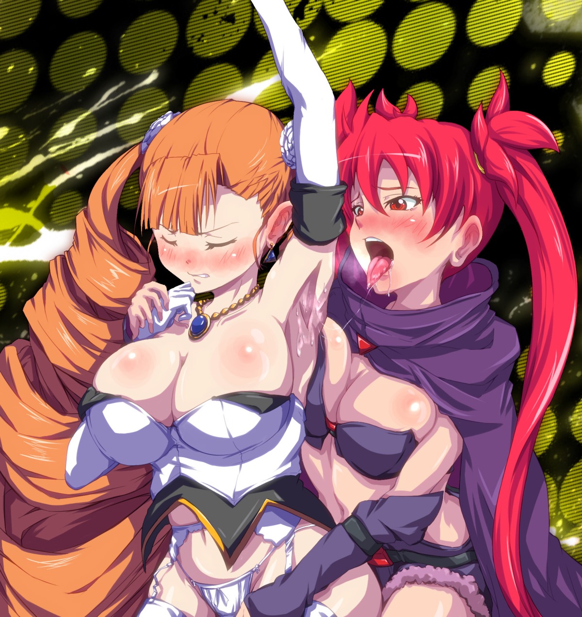 2girls arcana_heart arcana_heart_2 arcana_heart_3 armpit armpit_licking armpits blush breasts cleavage female female_only highres licking multiple_females multiple_girls panties petra_johanna_lagerkvist rule34 saliva scharlachrot sian tongue underwear yuri