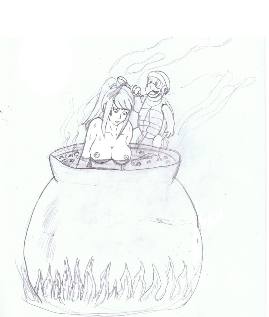 comic cooked_alive cooking_pot female female_prey hammer_bros. human imminent_vore mana_goblin mario_(series) metroid nintendo rule34 samus_aran vore