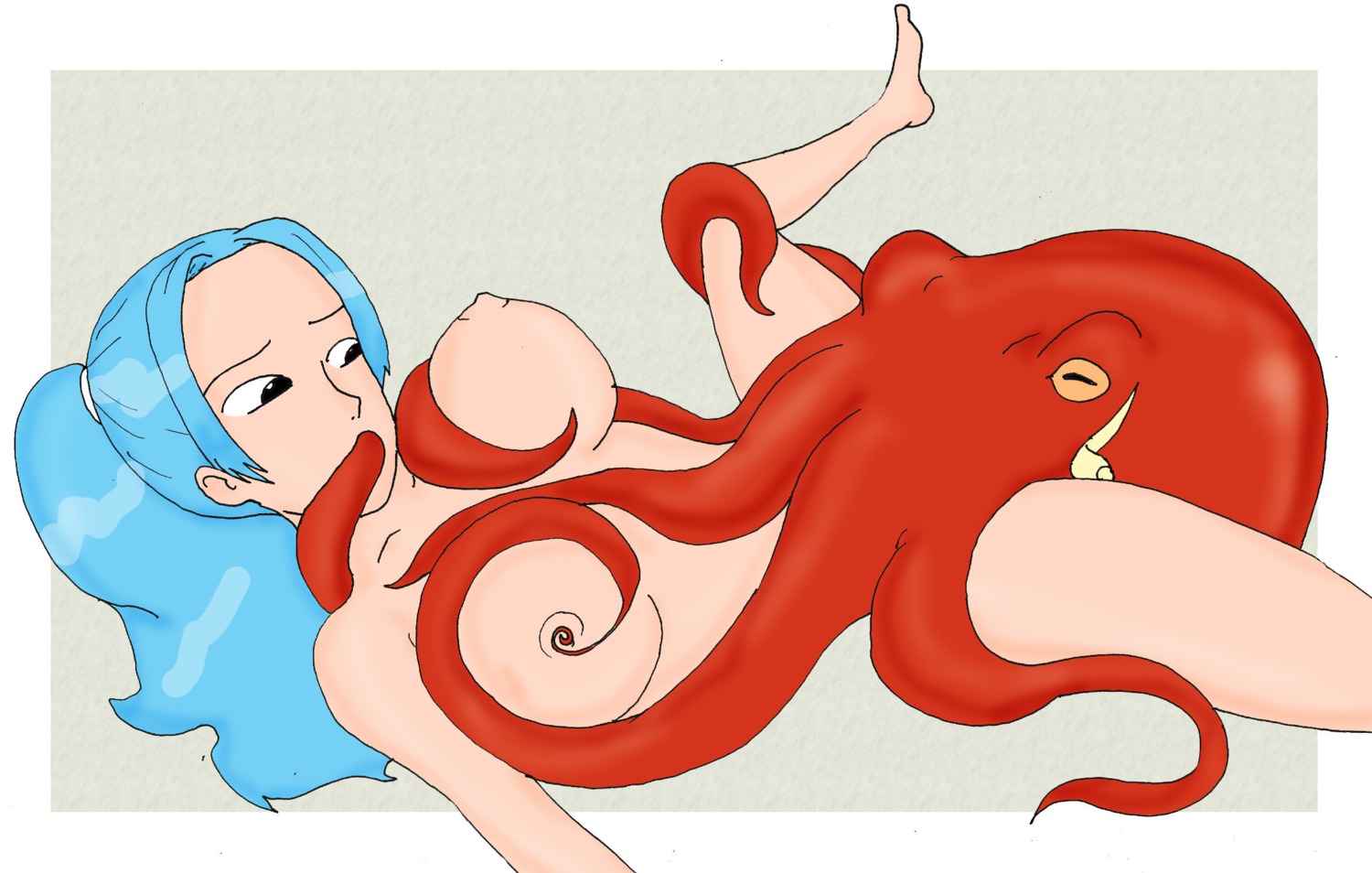 1girls animal artist_request blue_hair female female_focus nefertari_vivi octopus one_piece rule34 tagme zoophilia