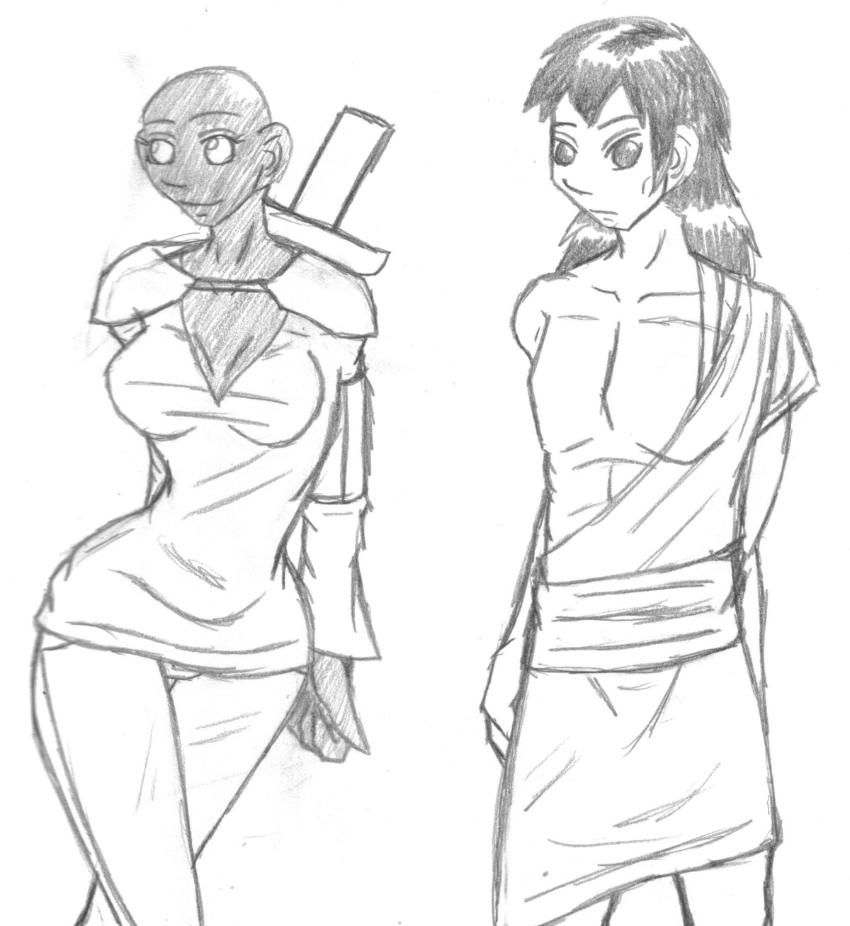 clothes crocface female front_view greyscale male miko_miyazaki monochrome order_of_the_stick roy_greenhilt rule34 rule_63 sketch the_order_of_the_stick webcomic