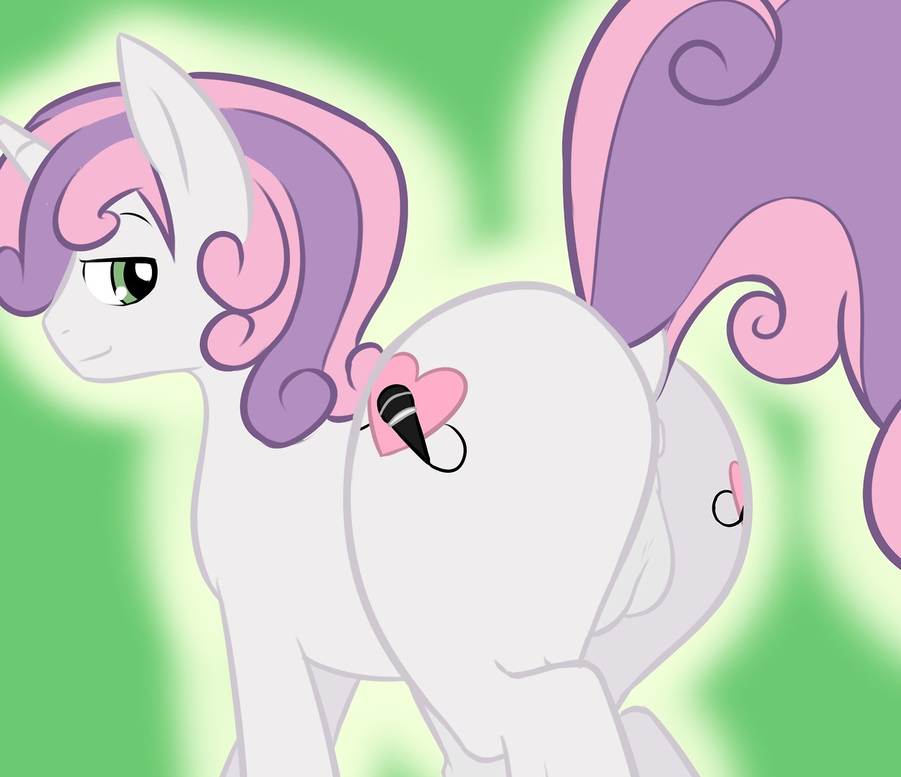 anus backsack balls crossgender cutie_mark e621 equid equine feral friendship_is_magic ftm_crossgender genitals grin hasbro horn looking_at_viewer male mammal my_little_pony mythological_creature mythological_equine mythology raised_tail smile solo standing sweetie_belle_(mlp) tail unicorn vulapa