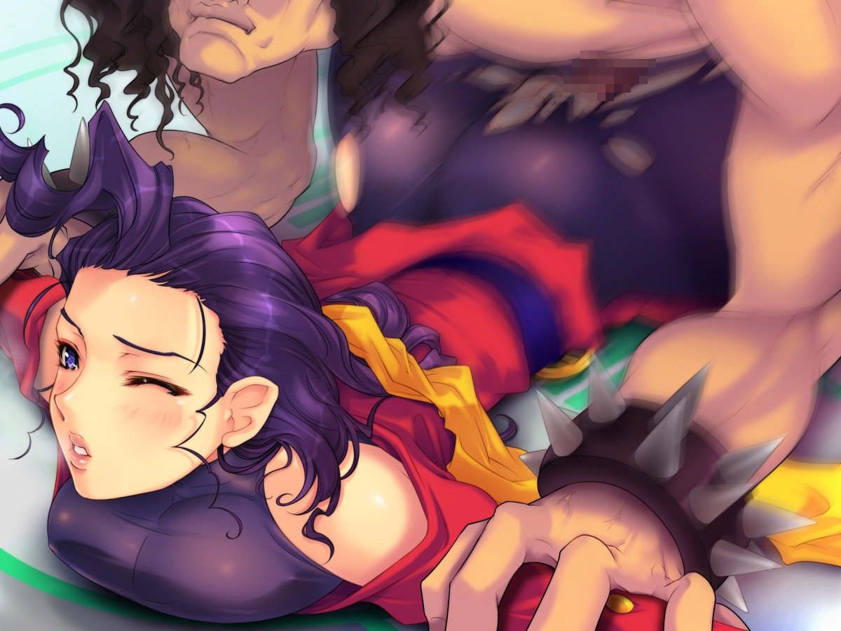 censored female final_fight hugo_andore purple_hair rose_(street_fighter) rule34 straight_hair street_fighter yoko_jyusuke