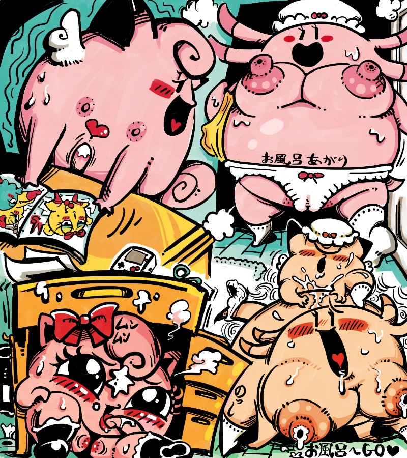 breasts chansey clefairy cum female jigglypuff momopi nintendo nipples pokemon pokemon_(species) pussy pussy_juice rule34