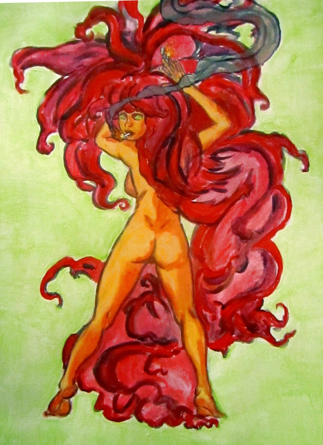 1girls artist_request cigarette dc dc_comics female female_only koriand'r rule34 solo starfire starfire_(classic) teen_titans