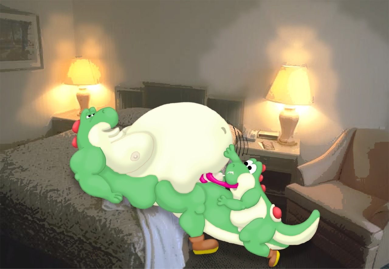 color hippotaur male male_only mario_(series) multiple_males nintendo photo_background rule34 smooth_skin yaoi yoshi