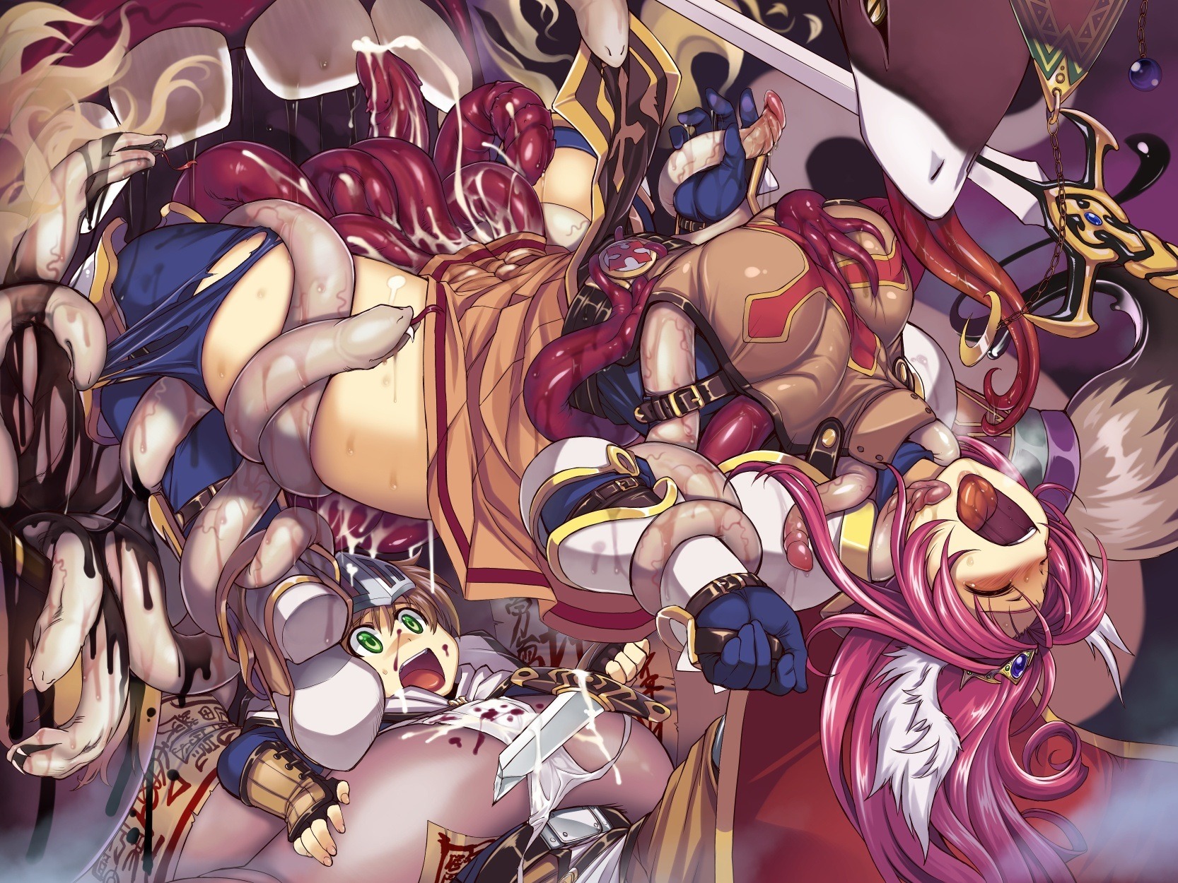 ambiguous_penetration blood blush breasts character_request closed_eyes clothing covered_penetration cum dress female gloves highres implied_penetration implied_sex lord_knight medium_breasts monster open_mouth pink_hair ragnarok_online rape rule34 saliva sex_under_clothes sex_under_dress stockings sword tear tentacle tentacle_under_dress tentacles_under_clothes weapon xration
