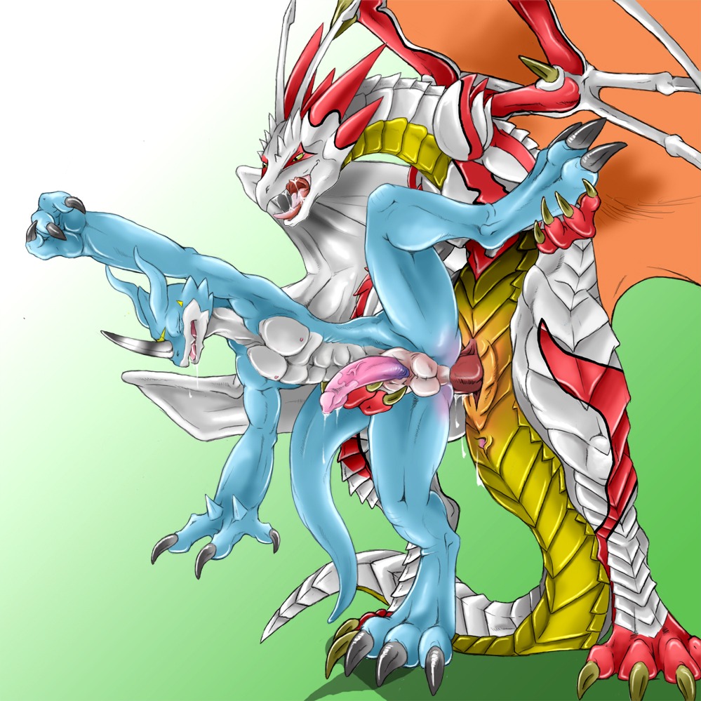 1:1 anal anthro anthro_on_anthro anus balls bandai_namco blue_body blue_skin bodily_fluids chibisuke claws countershading cum digimon digimon_(species) dragon dragon_drive duo e621 erection exveemon fist_pump genital_fluids genitals horn male male/male male_penetrated male_penetrating male_penetrating_male membrane_(anatomy) membranous_wings muscular mythological_creature mythological_scalie mythology narse nipples nude penetration penis saliva scalie sex simple_background tail wings
