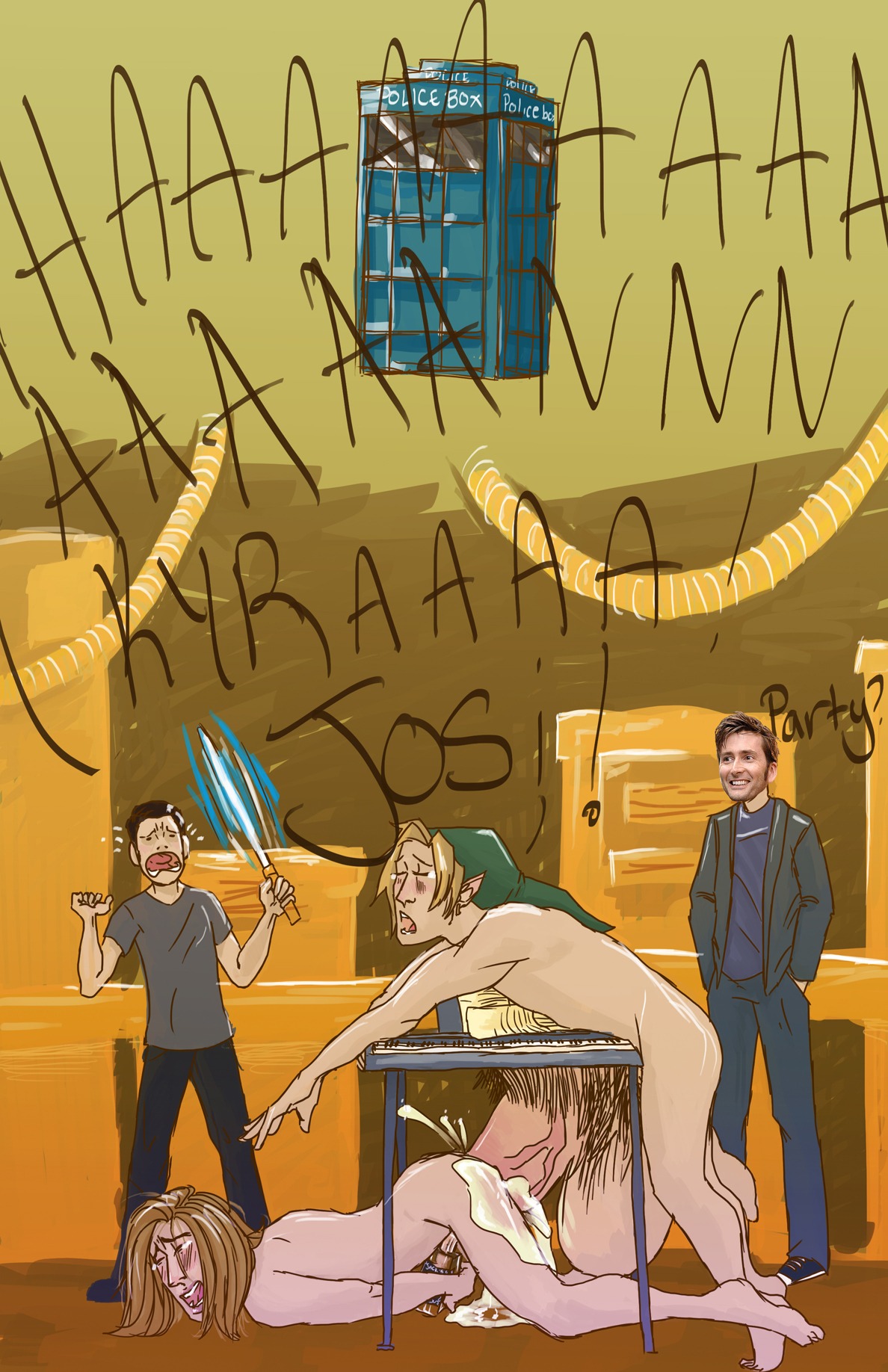 anal crossover david_tennant doctor_who link male multiple_males penis penis_milking rule34 tardis tenth_doctor the_doctor the_legend_of_zelda weird_crossover yaoi