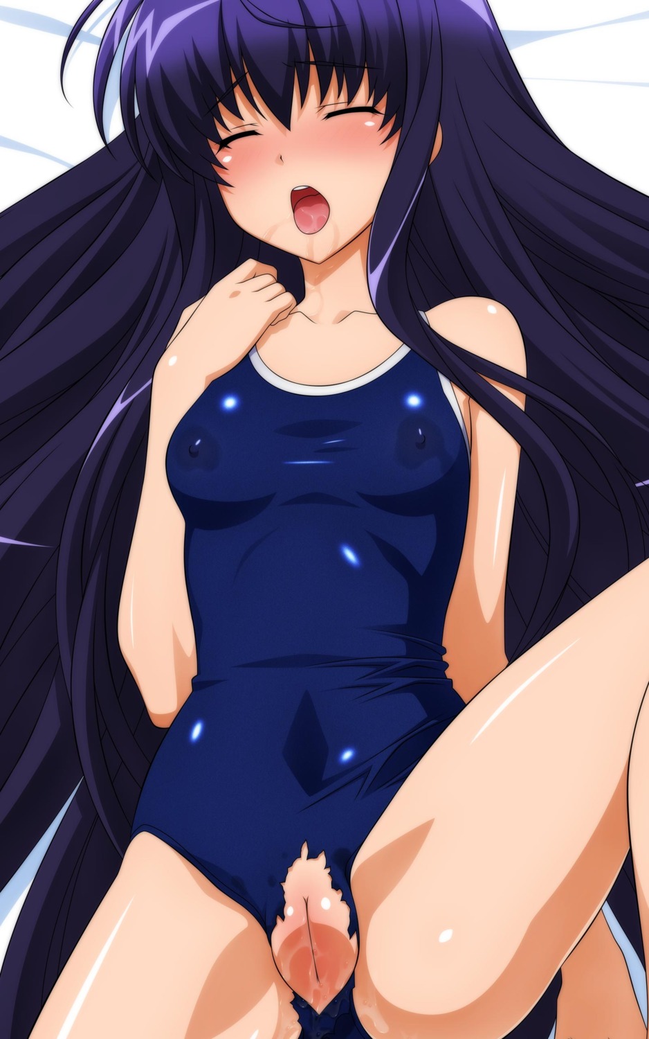 akabane_kureha erect_nipples female mizugi night_wizard nipples over_drive pussy rule34 sukumizu torn_clothes vagina