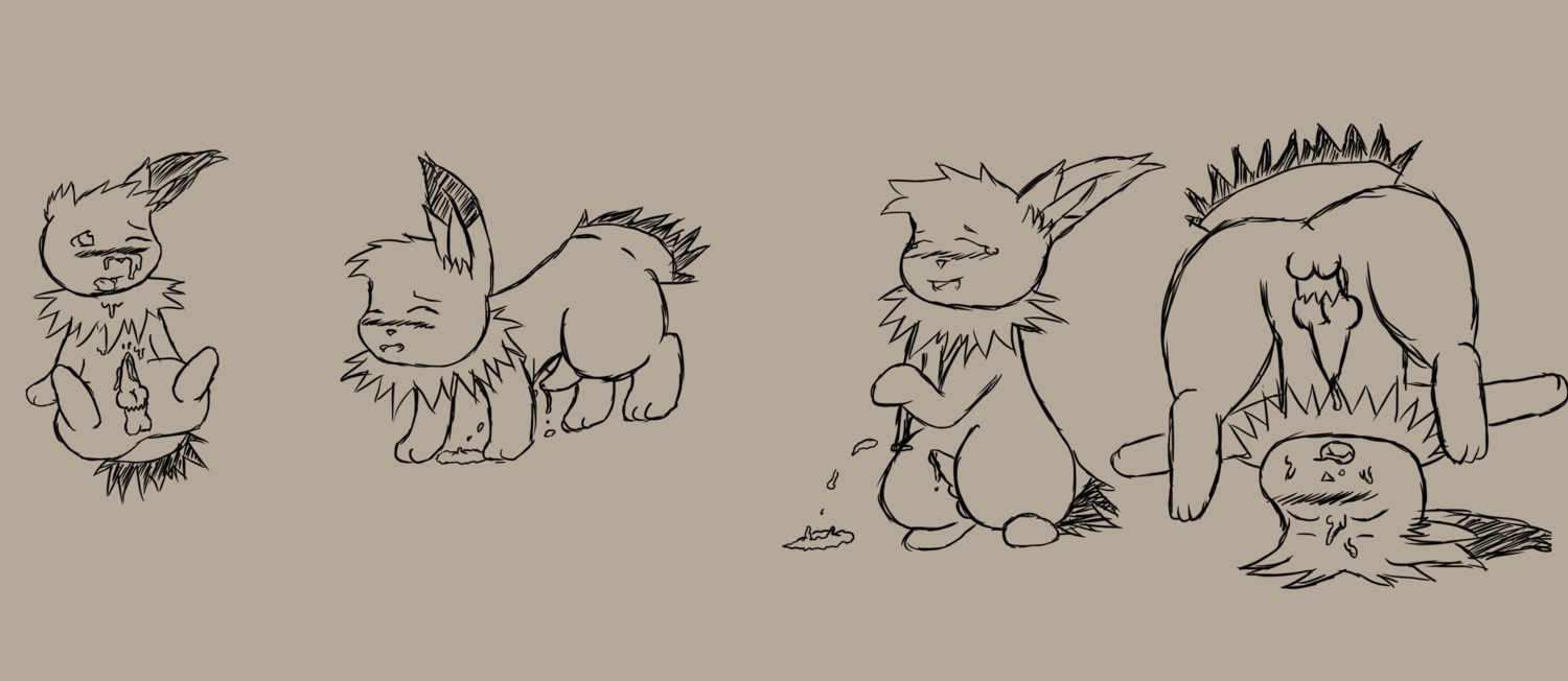 balls blush bodily_fluids cum cum_on_face cum_on_own_face cum_on_self cumshot e621 eeveelution ejaculation erection eyes_closed feet generation_1_pokemon genital_fluids genitals hair hi_res hindpaw jolteon knot leon_ashford male monochrome nintendo orgasm paws penis pokemon pokemon_(species) simple_background sketch skyffan solo