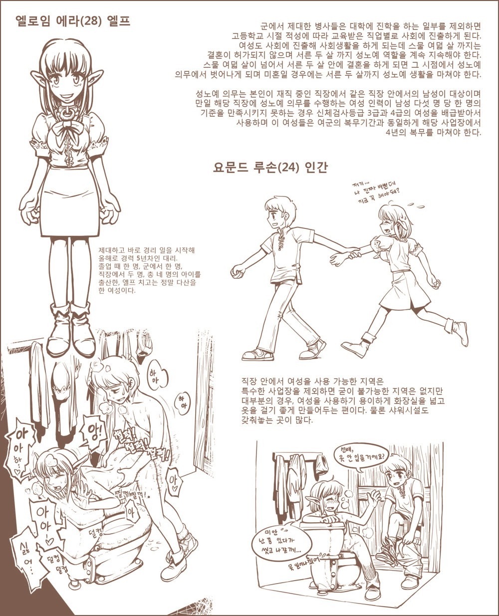 after_sex blush censored doggy_style female from_behind gogocherry korean_text liebgott male monochrome office office_lady panties partially_translated rule34 sex sex_slave straight sweat text toilet translation_request