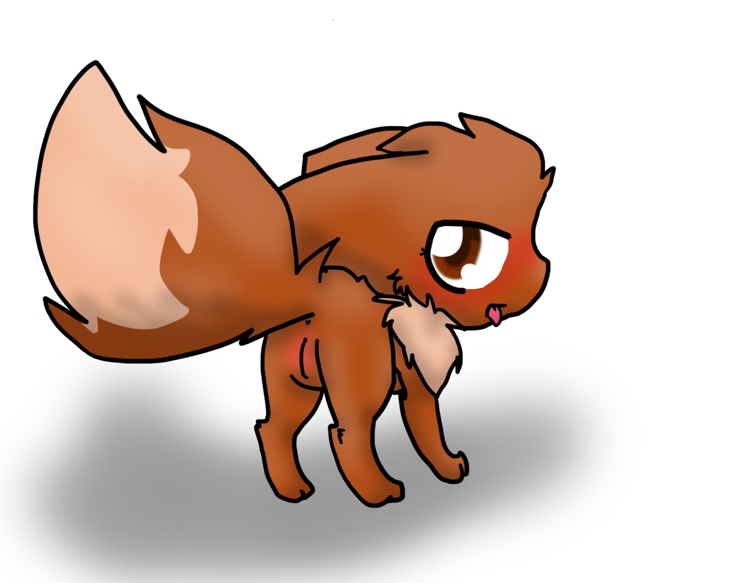blush canid canine e621 eevee female feral generation_1_pokemon genitals hi_res mammal nintendo nude open_mouth pokemon pokemon_(species) raised_tail solo tail unknown_artist vulva