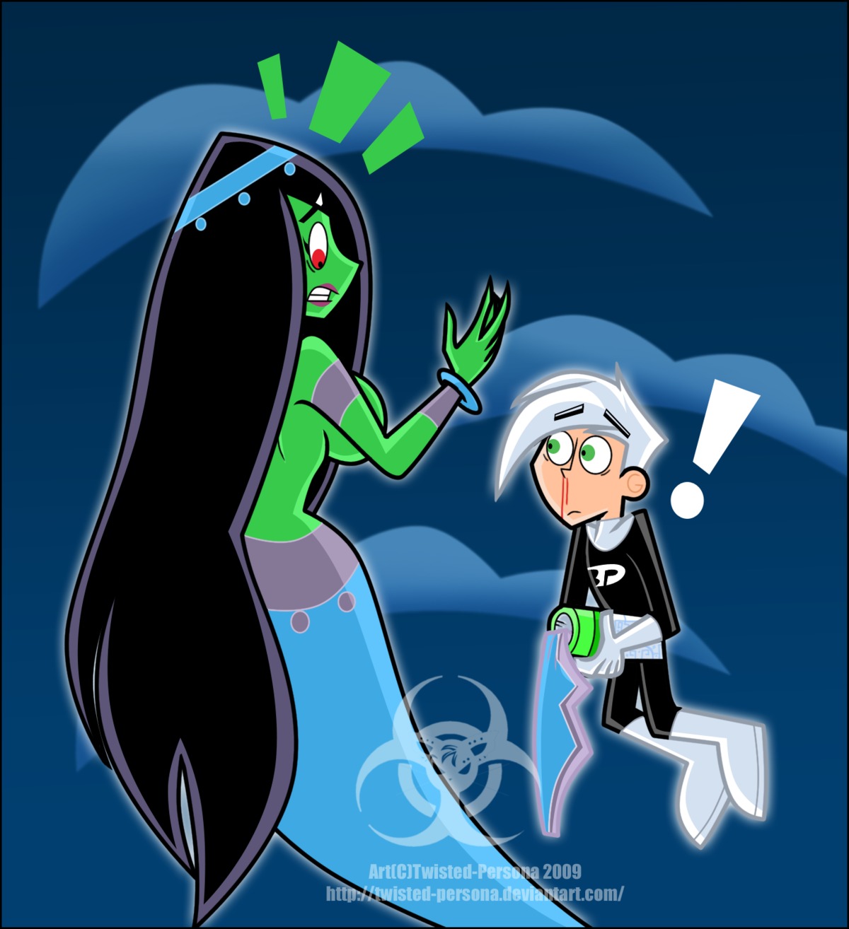 1boy 1girls 2009 arabian arabian_clothes breasts danny_fenton danny_phantom desiree female green_skin harem_outfit male rule34 tagme topless twisted-persona wardrobe_malfunction