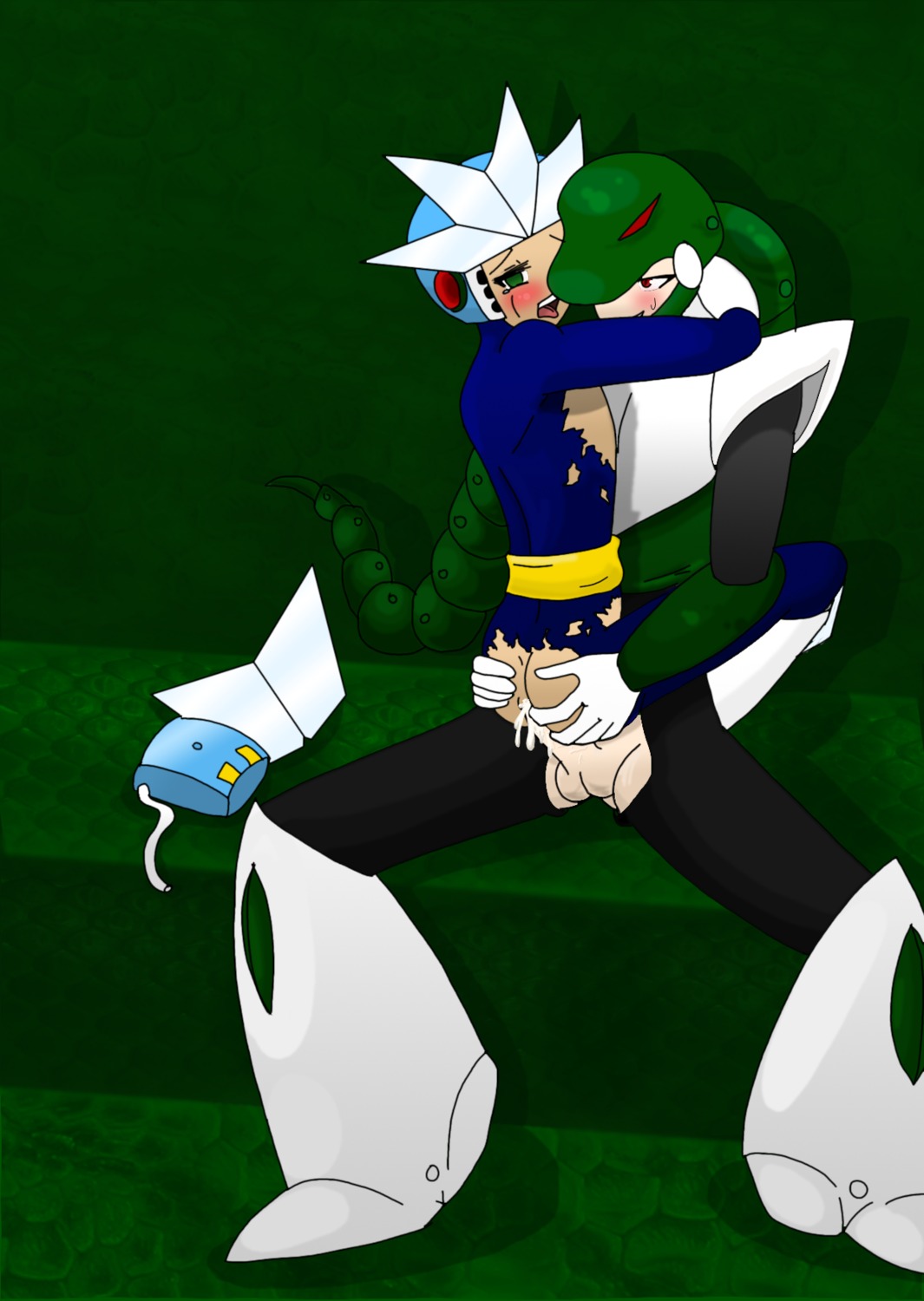 gemini_man giaru_(artist) male male_only mega_man mega_man_3 rule34 snake_man tagme
