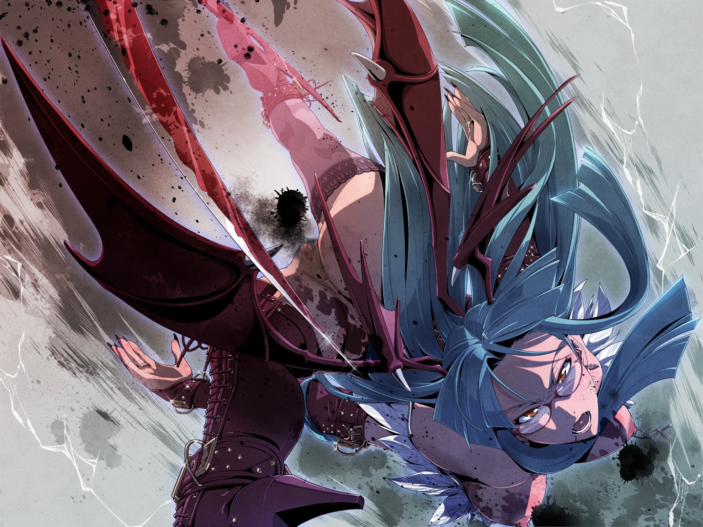 alternate_costume ass bare_shoulders bat_wings blade boots breasts capcom censored cleavage darkstalkers demon demon_girl earrings elbow_gloves feathers female fingerless_gloves glasses gloves head_wings high_heels jewelry medium_breasts morrigan_aensland nail_polish nipple_piercing nipples piercing pubic_hair pussy red_eyes rule34 schelz shoes solo stockings succubus thigh_boots thighhighs thong underwear wings