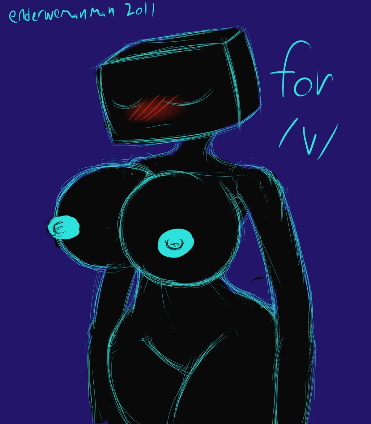 /v/ 1girls 2d 4chan anthro anthro_female anthro_only artist_request blush breasts enderman enderwoman female female_only genderswap genderswap_(mtf) minecraft nipples nude nude_female rule34 rule_63 solo text