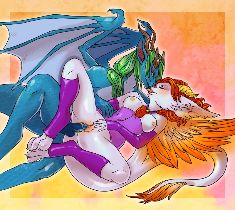 2013 anthro balls blue_body blue_scales bodily_fluids breasts chest_tuft clothing cum cum_in_vagina cum_inside dragon duo e621 erection eyes_closed feathered_wings feathers female female_penetrated fingering footwear from_behind_position fur genital_fluids genitals green_eyes green_hair hair heresy-darling horn jewelry kissing legwear lying male male/female male_penetrating male_penetrating_female mostly_nude mythological_creature mythological_scalie mythology necklace nipples non-mammal_balls non-mammal_breasts non-mammal_nipples nude on_side penetration penis red_body red_feathers red_hair scales scalie sex socks spread_legs spreading tail toeless_footwear toeless_socks tongue tongue_out tuft vaginal vaginal_penetration vulva white_body white_feathers wings