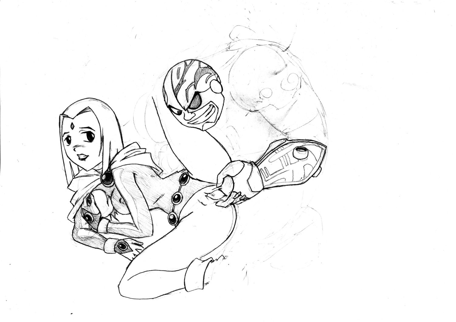 cyborg_(dc) dc dc_comics female male rachel_roth raven_(dc) rule34 straight_hair tagme teen_titans